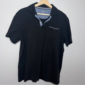 Tahari Men’s Black Polo Cotton Shirt Size Large Classic EUC
